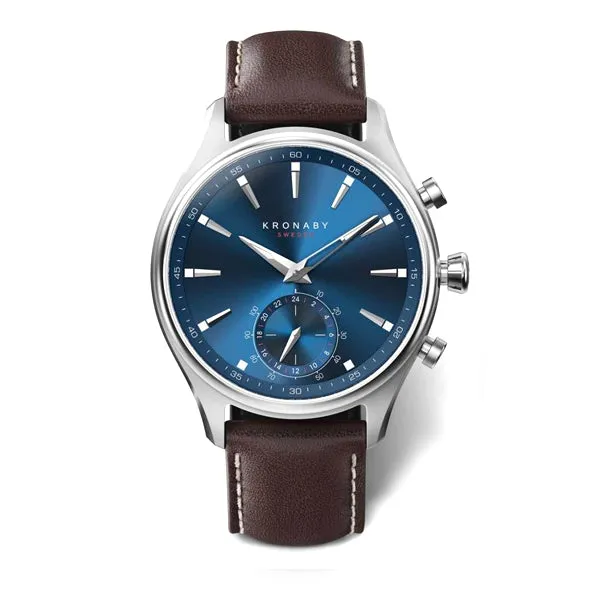 Kronaby Sekel 41 Steel - Blue, Brown Leather