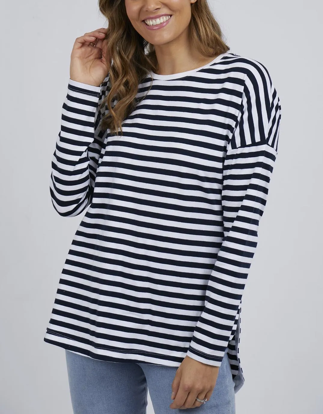 Lauren Stripe Long Sleeve Tee - Navy & White Stripe