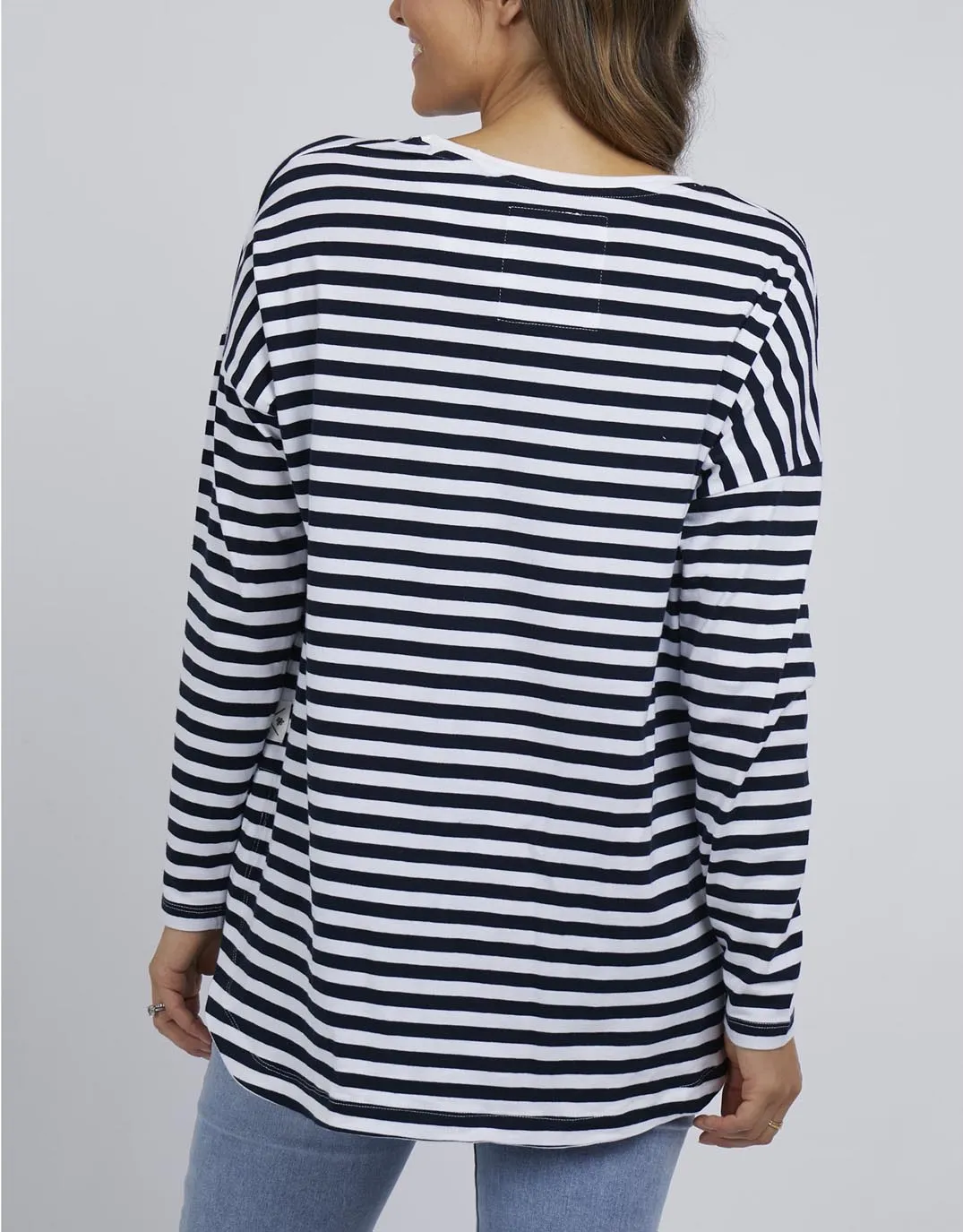 Lauren Stripe Long Sleeve Tee - Navy & White Stripe