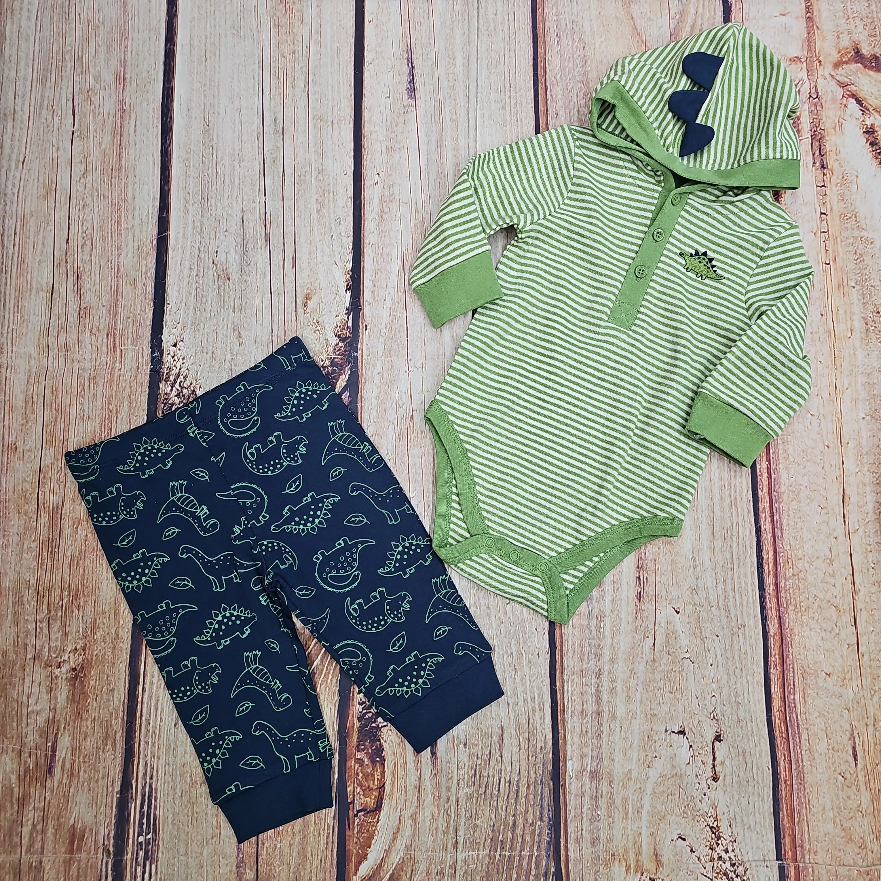 LITTLE ME DINO STRIPE BODYSUIT PANT