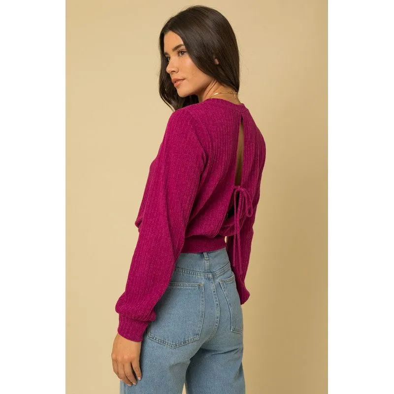 L/S Back Open Tie Top