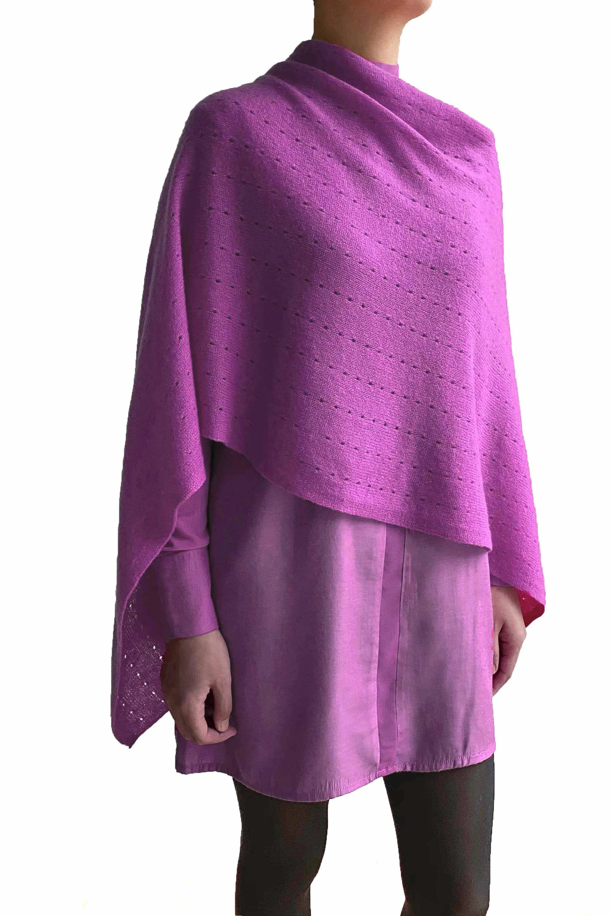 Magenta pink cashmere poncho Multiway