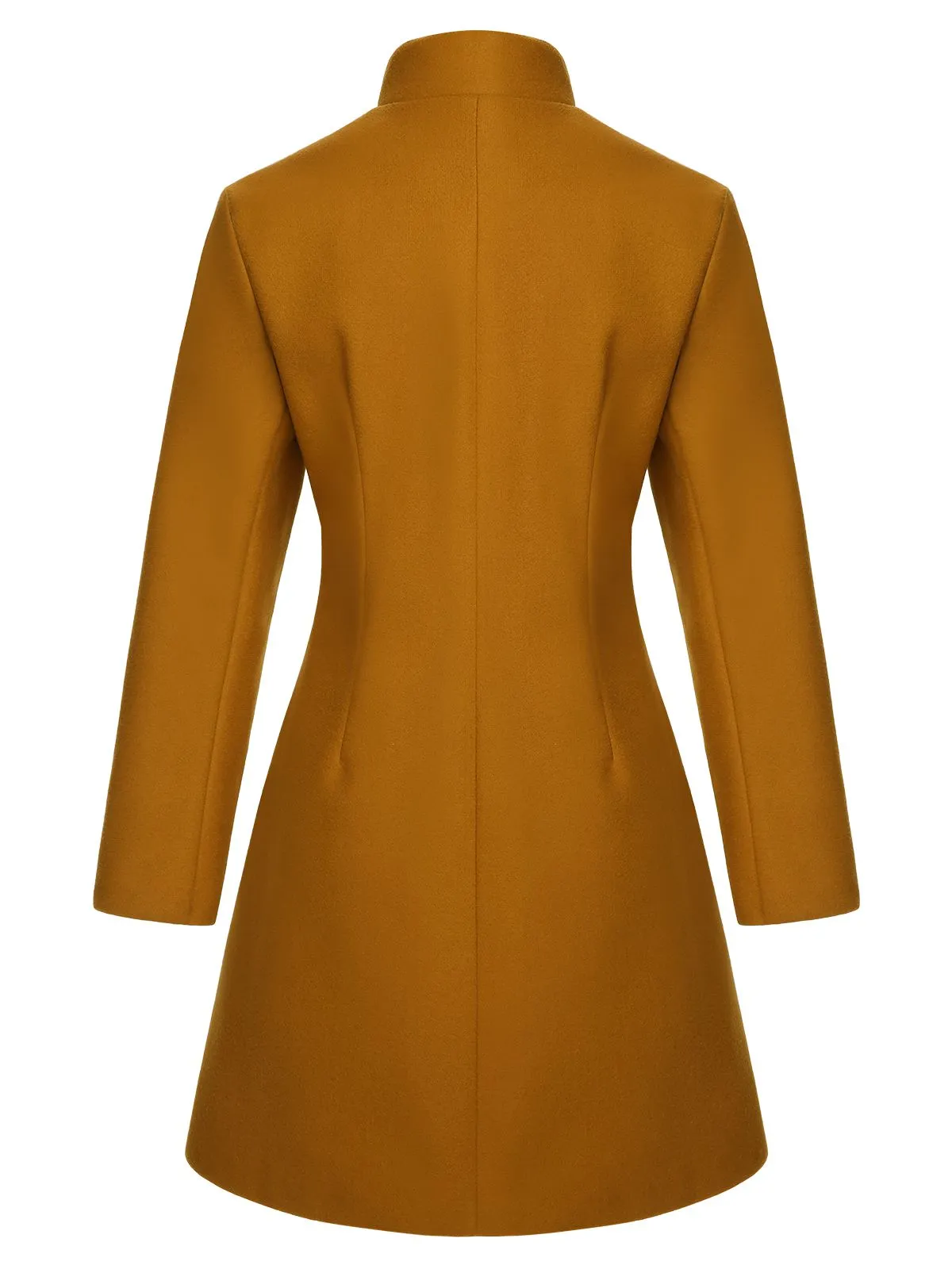 Midium Yellow 1940s Lapel Solid Wool Coat