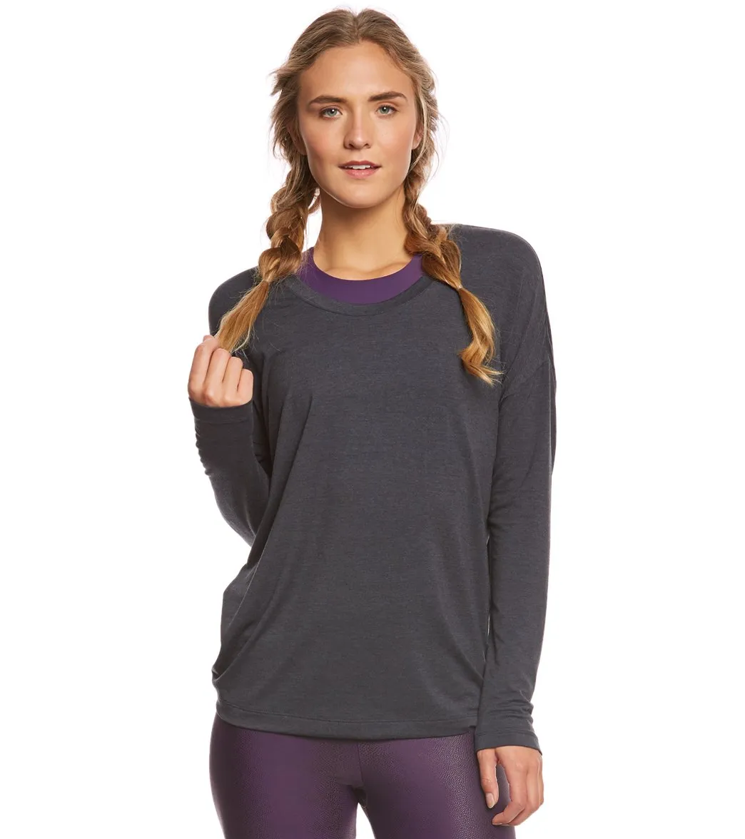 Onzie Braid Back Long Sleeve Performance Top Grey