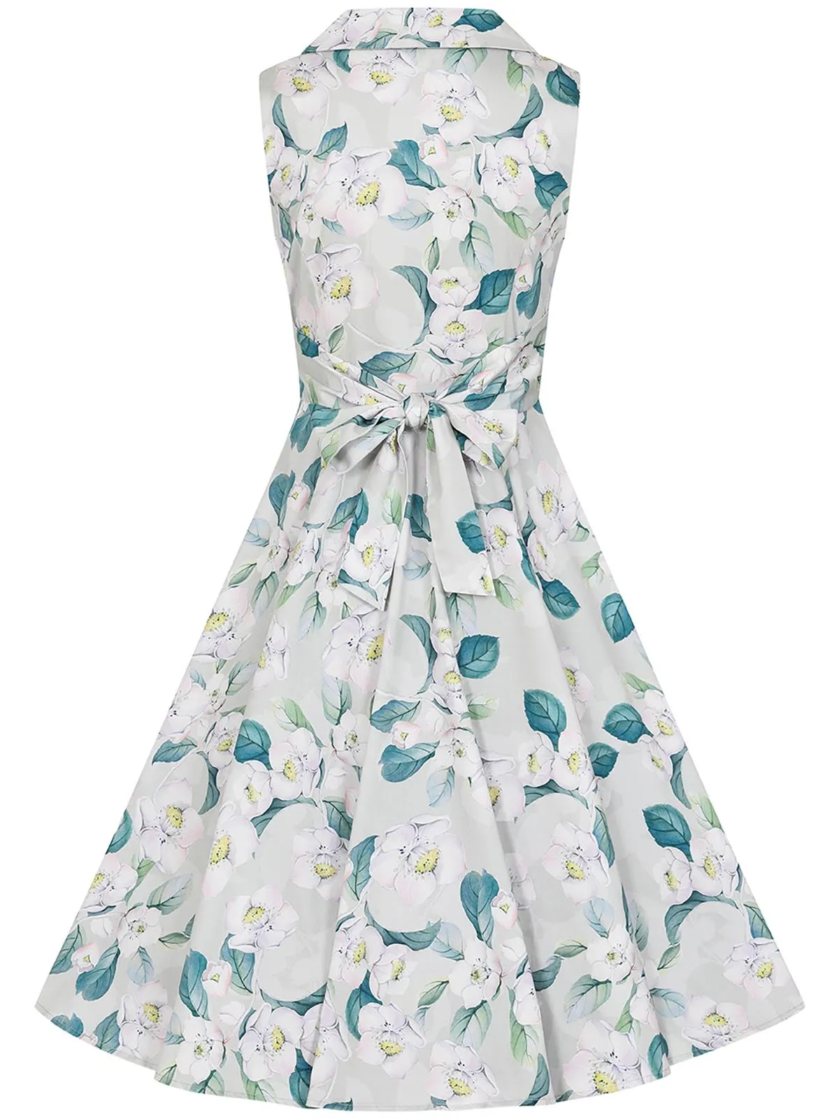 Pale Green Floral Vintage Style Swing Dress