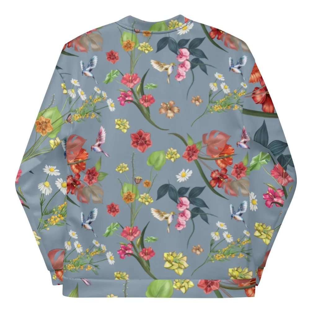 Premium Floral Jacket- Pigeon Blue