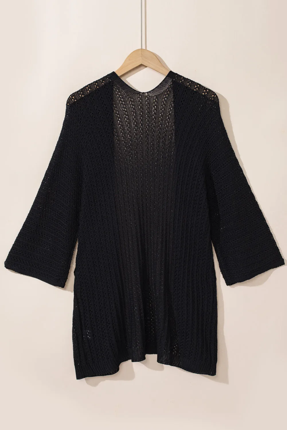 Rose Hollow-out Knit Kimono Lightweight Cardigan