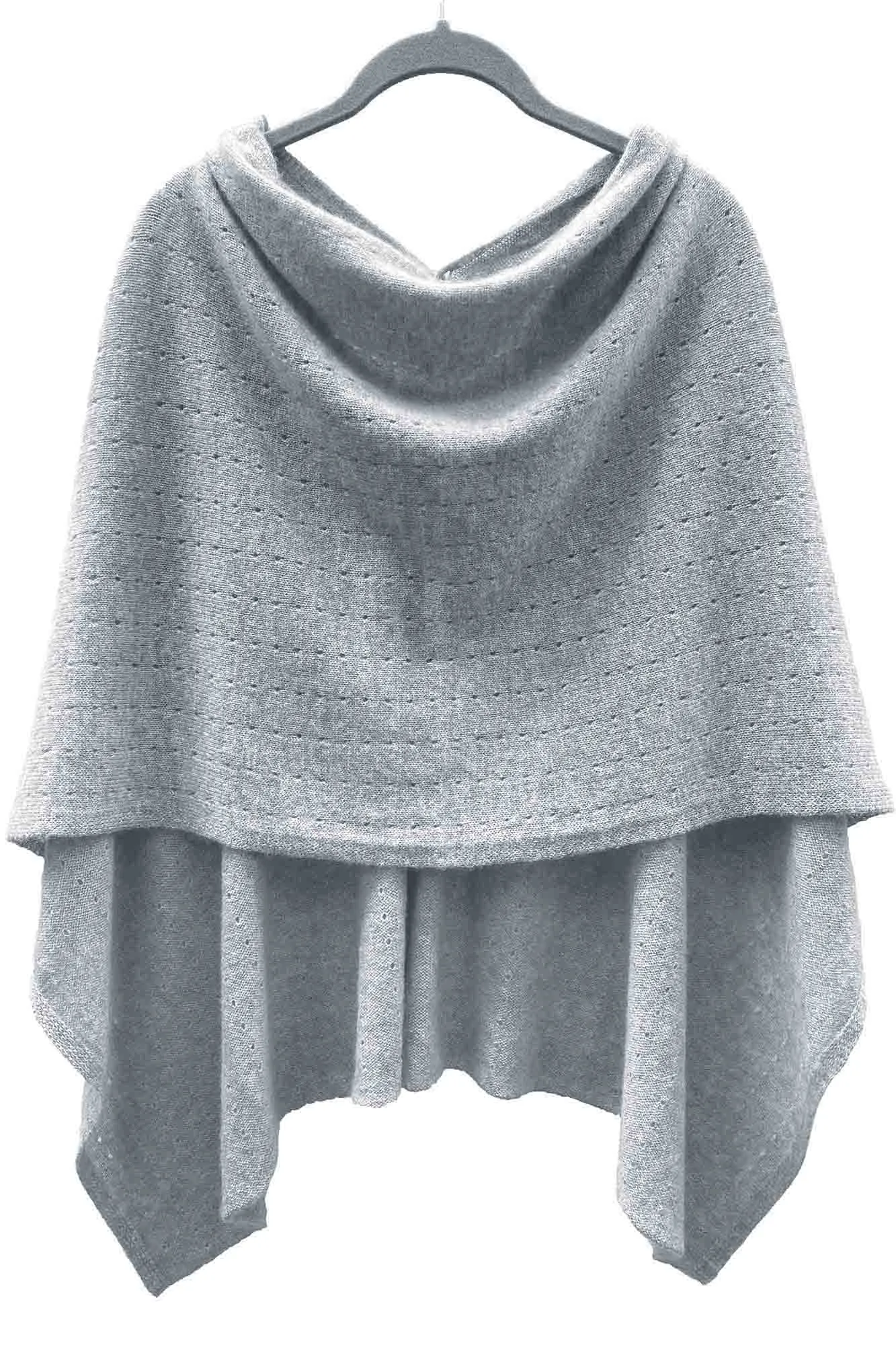 Silver grey cashmere poncho Multiway