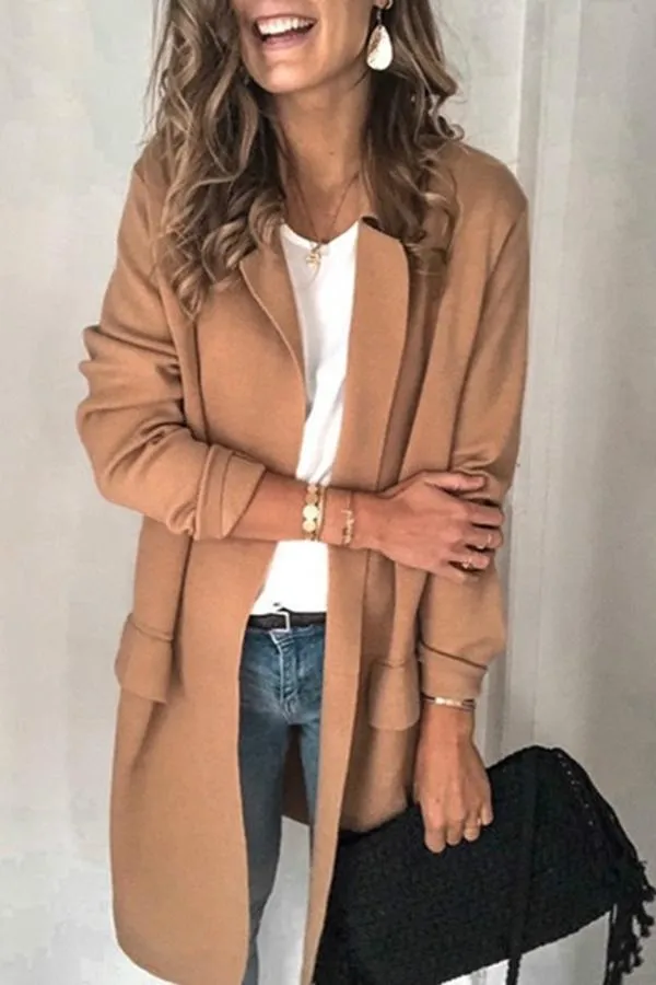 Solid Color Long Sleeve Coat