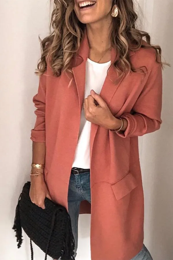 Solid Color Long Sleeve Coat