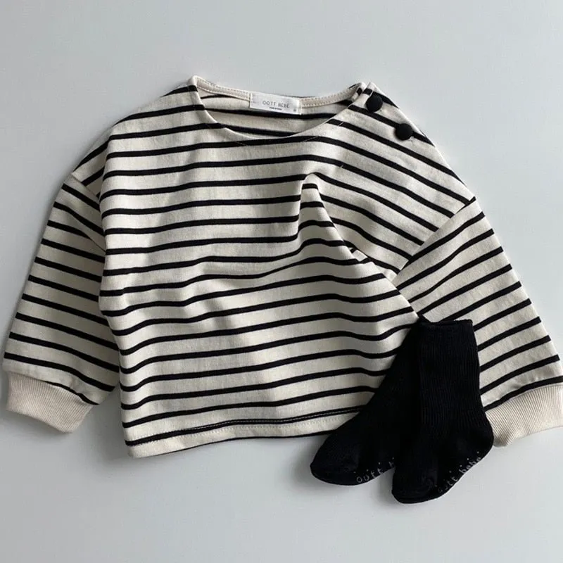 Striped Cotton Long Sleeve Top