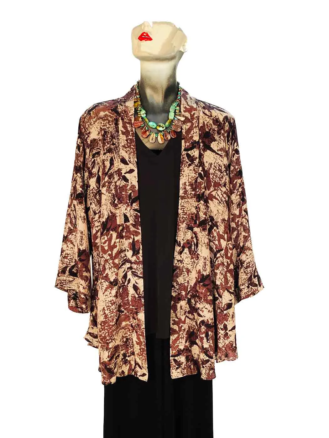 Tianello "Enlove" Print Washable Silk Jolin Kimono