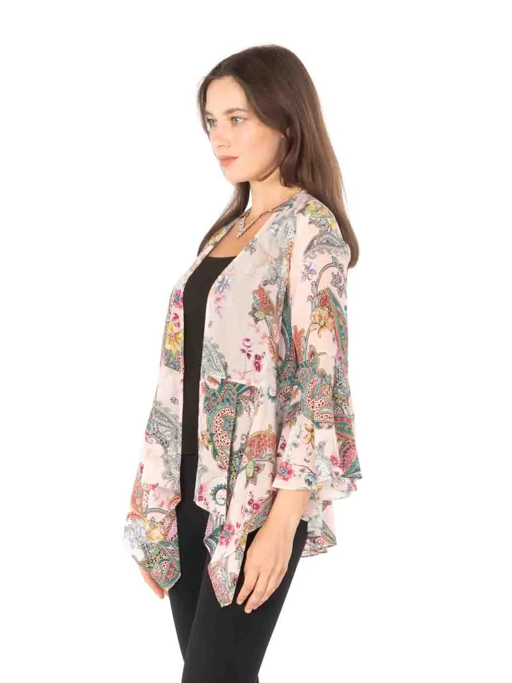 Tianello "Phelan" Print Washable Silk "Kai" Kimono