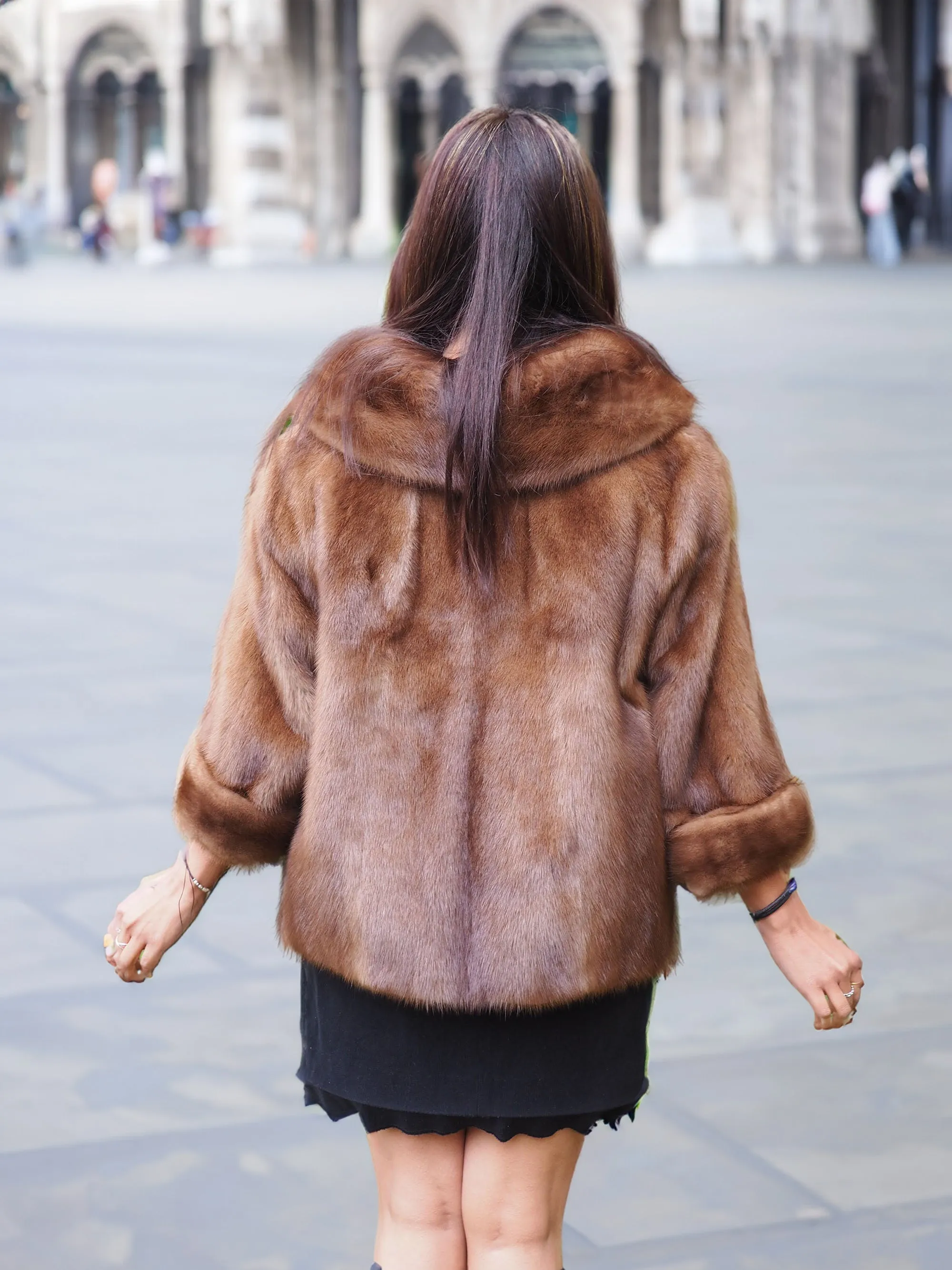 Vintage Trendy Pastel Beige Canadian Mink Fur Opera Jacket M