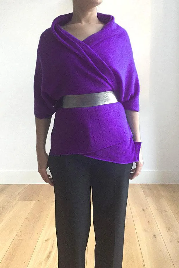 Violet cashmere poncho Multiway