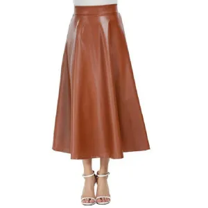 Women's Long PU Leather Skirt