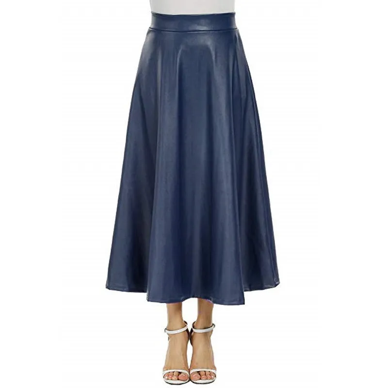 Women's Long PU Leather Skirt