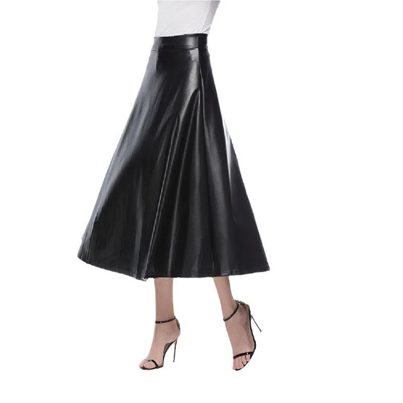 Women's Long PU Leather Skirt