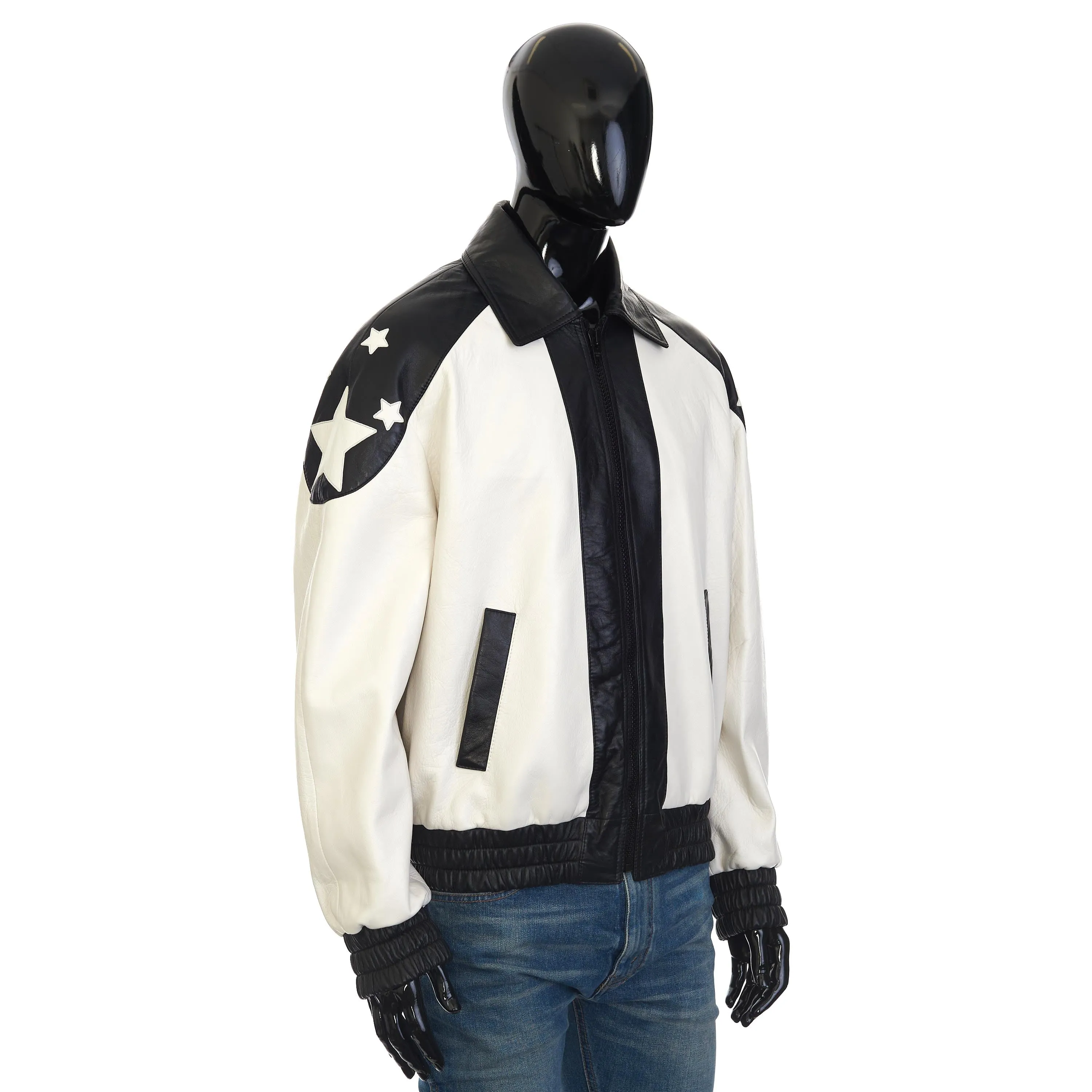 x VIOLETTE BANKS Two-toned Teddy Jacket In Soft Lambskin With “Flag” Patch