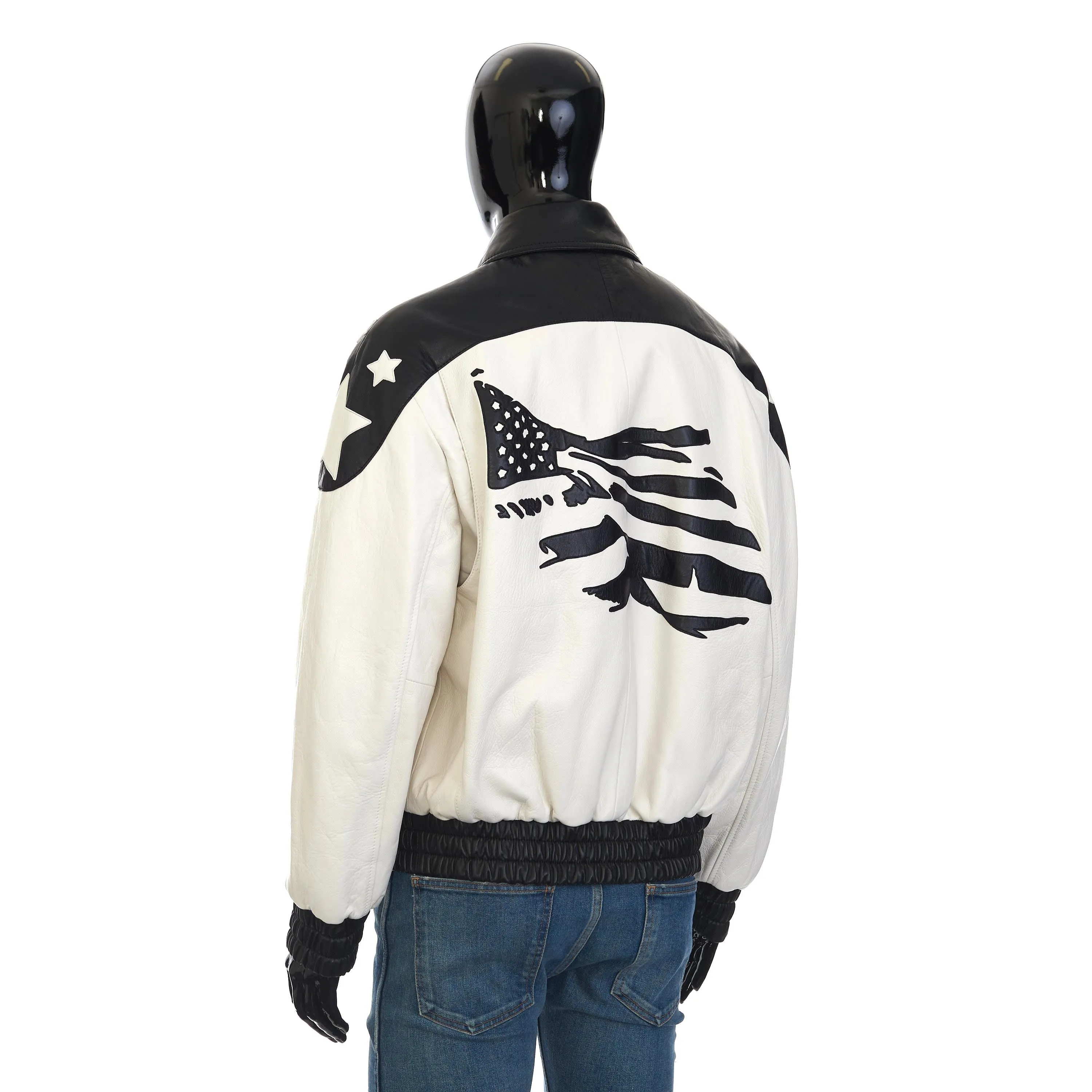 x VIOLETTE BANKS Two-toned Teddy Jacket In Soft Lambskin With “Flag” Patch