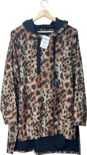 Yours Multi Leopard Print Hooded Top UK 22-24