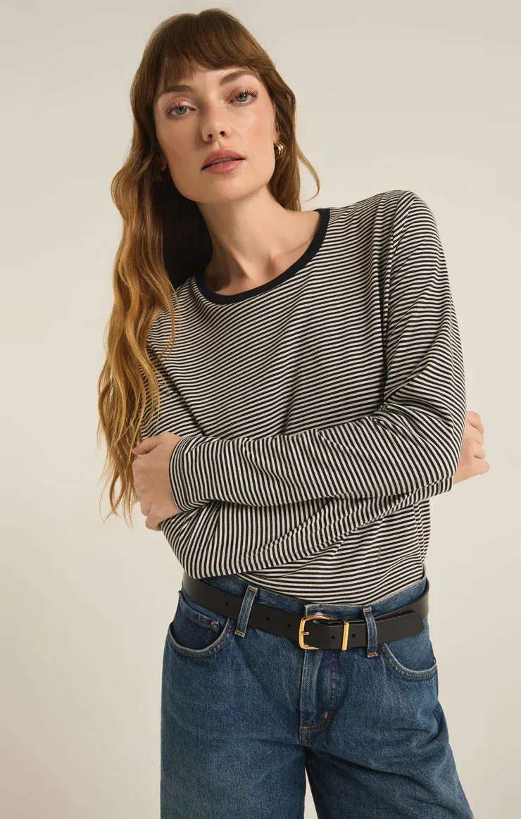 Z Supply Sailor Striped Long Sleeve Top (Black)